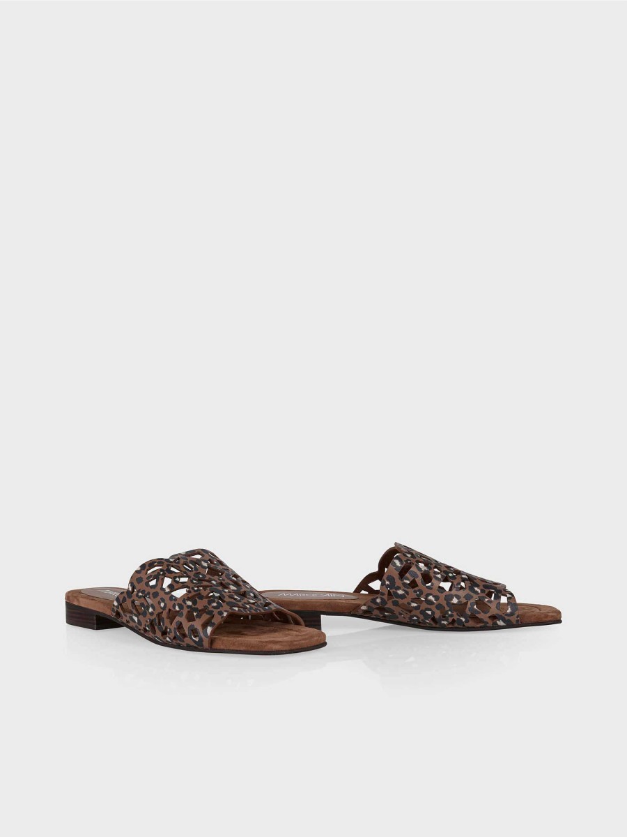 Marc Cain Pantoletten Mit Leoprint | Schuhe